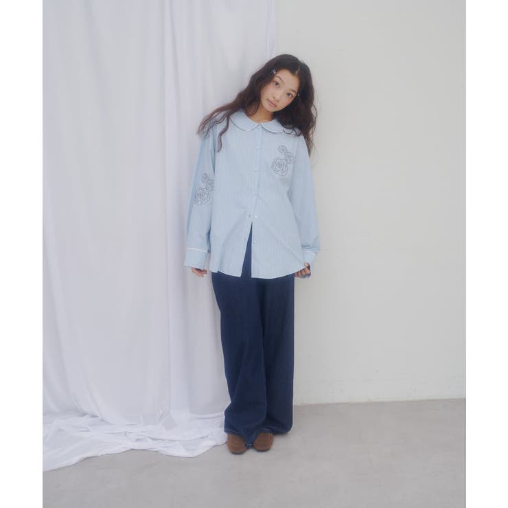 【Discoat】【umm】バラモチーフストライプシャツ | PAL GROUP OUTLET | 詳細画像11 