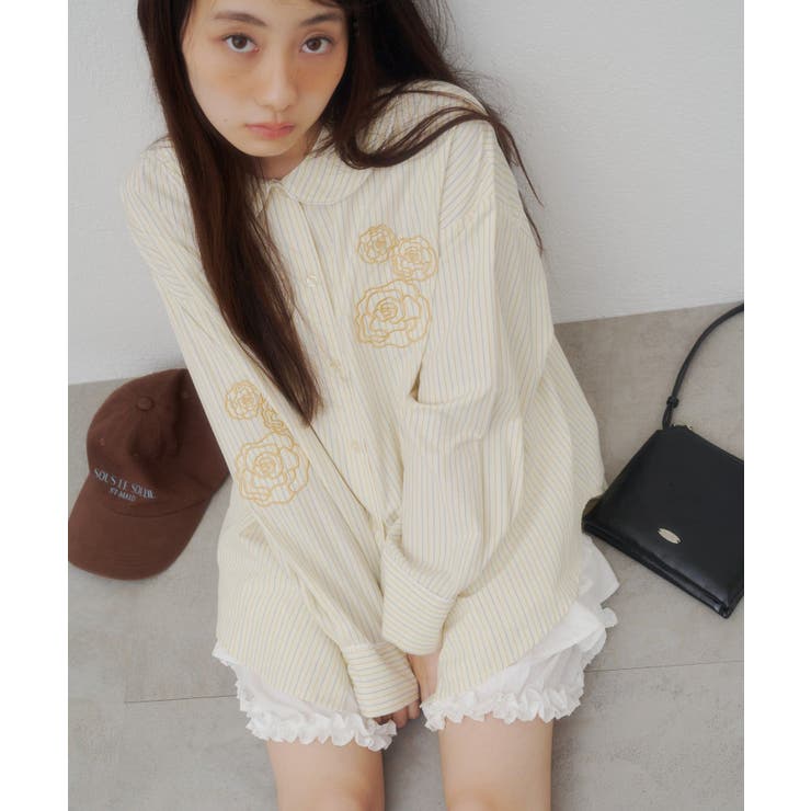 【Discoat】【umm】バラモチーフストライプシャツ | PAL GROUP OUTLET | 詳細画像18 