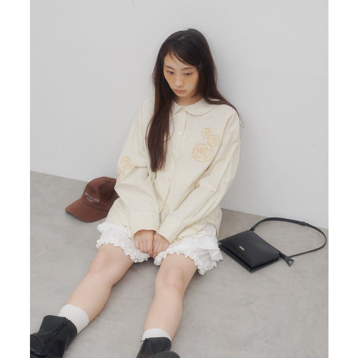 【Discoat】【umm】バラモチーフストライプシャツ | PAL GROUP OUTLET | 詳細画像19 