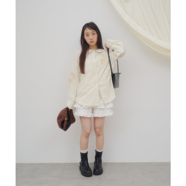 【Discoat】【umm】バラモチーフストライプシャツ | PAL GROUP OUTLET | 詳細画像20 
