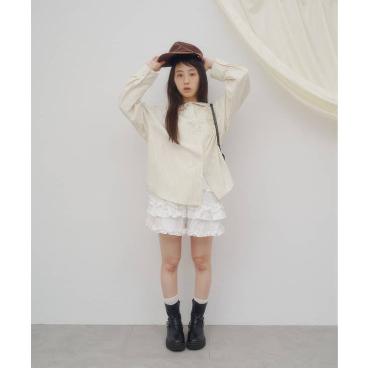 【Discoat】【umm】バラモチーフストライプシャツ | PAL GROUP OUTLET | 詳細画像21 