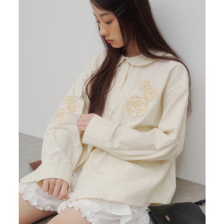 【Discoat】【umm】バラモチーフストライプシャツ | PAL GROUP OUTLET | 詳細画像22 