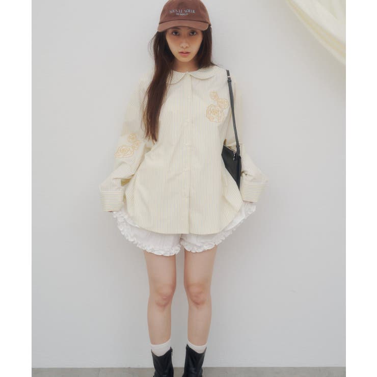 【Discoat】【umm】バラモチーフストライプシャツ | PAL GROUP OUTLET | 詳細画像23 