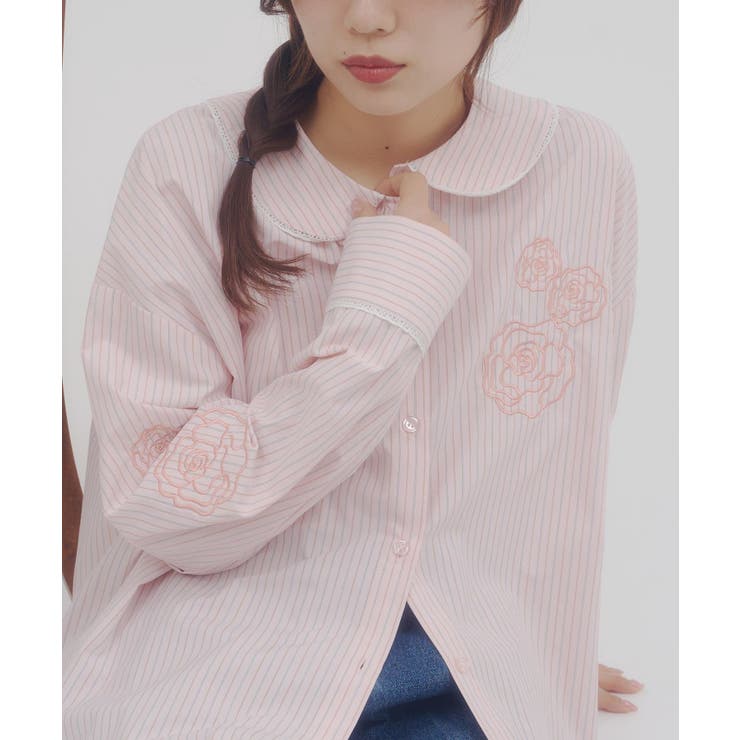 【Discoat】【umm】バラモチーフストライプシャツ | PAL GROUP OUTLET | 詳細画像33 