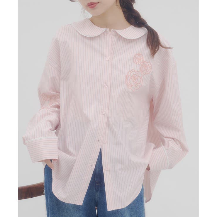 【Discoat】【umm】バラモチーフストライプシャツ | PAL GROUP OUTLET | 詳細画像26 