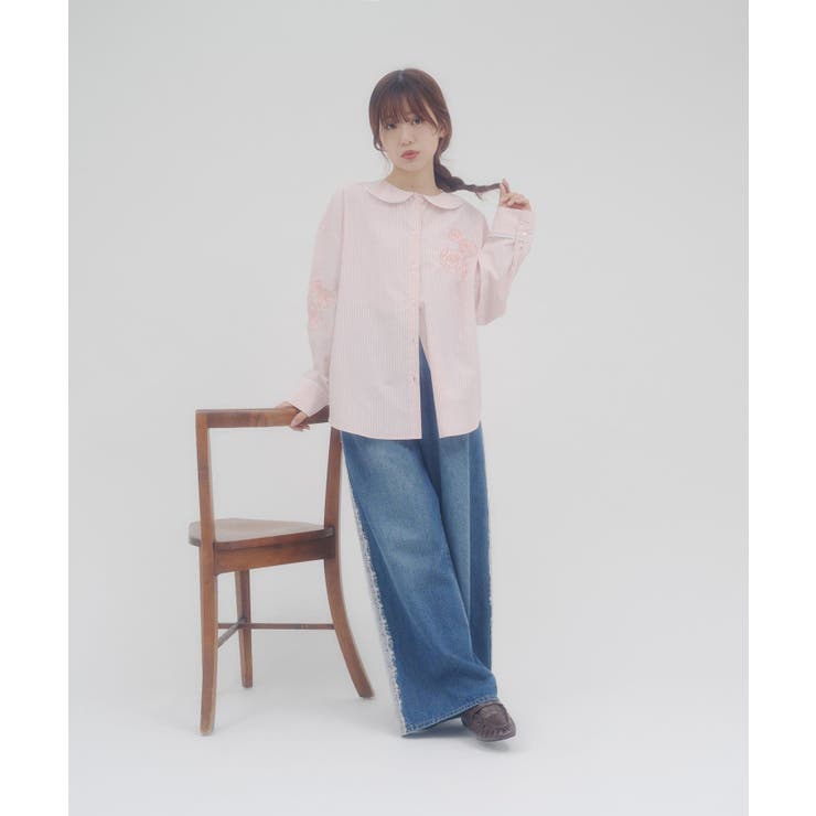 【Discoat】【umm】バラモチーフストライプシャツ | PAL GROUP OUTLET | 詳細画像29 