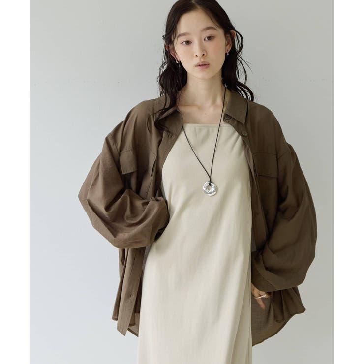カーキ | 【Discoat】【Noka】後ろタックサファリシャツ | PAL GROUP OUTLET