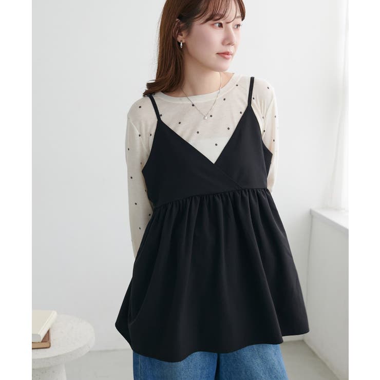 ブラック | 【Discoat】カシュクールキャミチュニック | PAL GROUP OUTLET