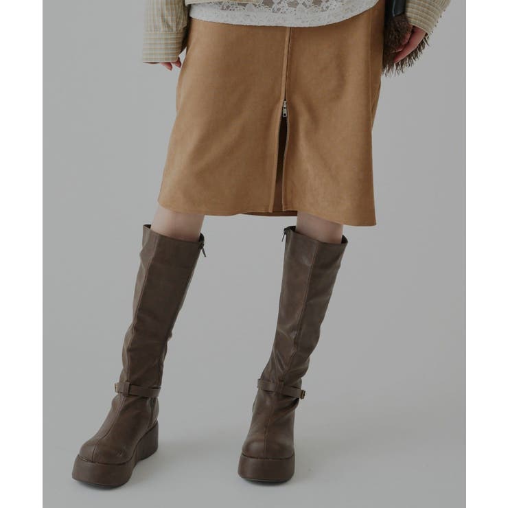【Kastane】VEGAN LEATHER MIDI SKIRT | PAL GROUP OUTLET | 詳細画像1 
