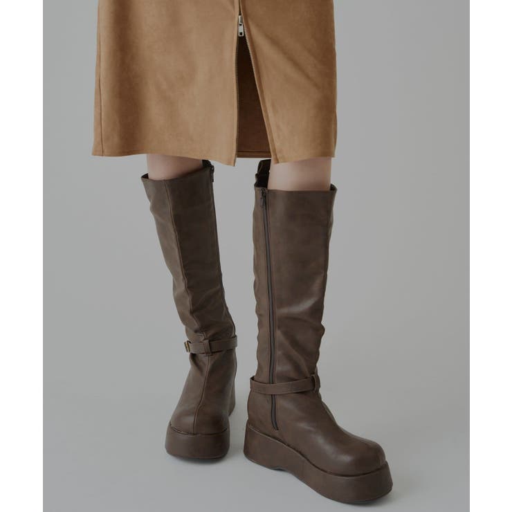 【Kastane】VEGAN LEATHER MIDI SKIRT | PAL GROUP OUTLET | 詳細画像2 