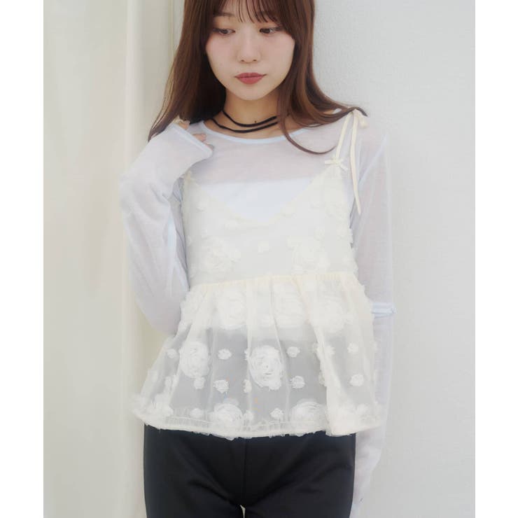 【Discoat】【umm】肩リボン立体花柄キャミ | PAL GROUP OUTLET | 詳細画像16 