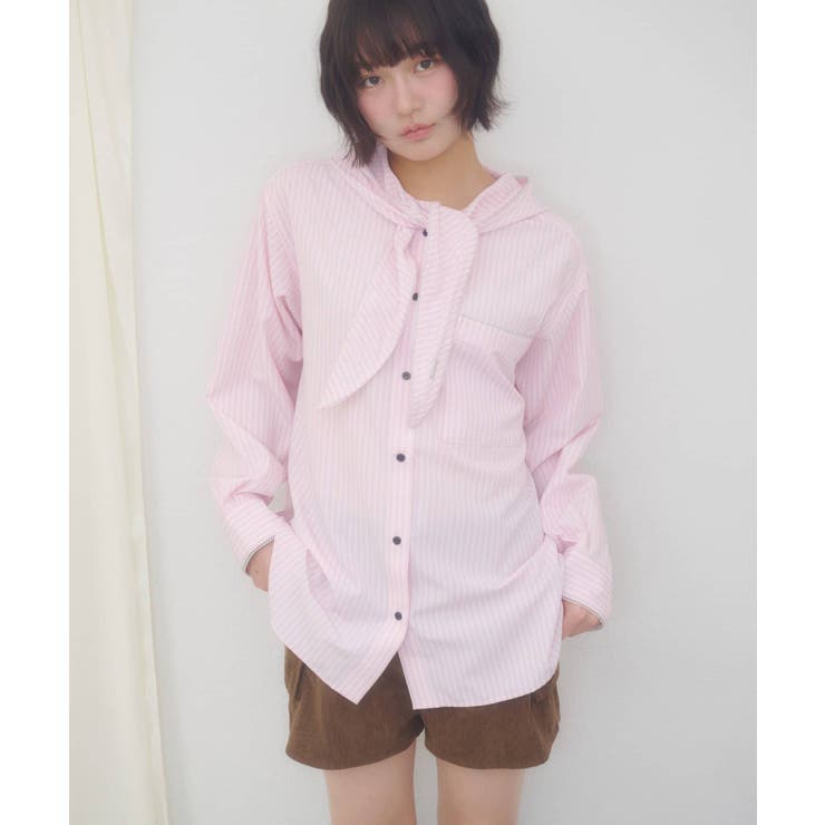 【Discoat】【umm】スカーフ風フードシャツ | PAL GROUP OUTLET | 詳細画像1 