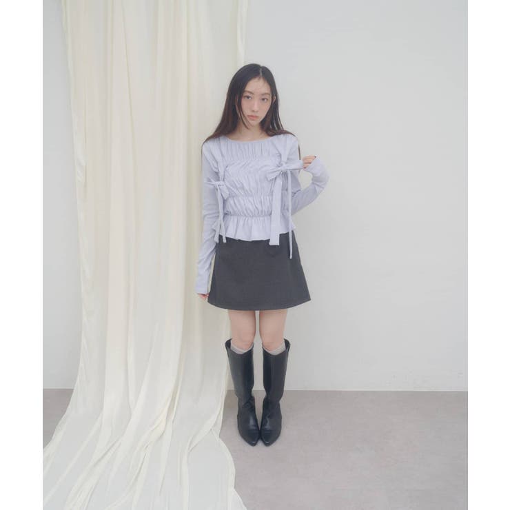 【Discoat】【umm】リボンシャーリングトップス | PAL GROUP OUTLET | 詳細画像3 
