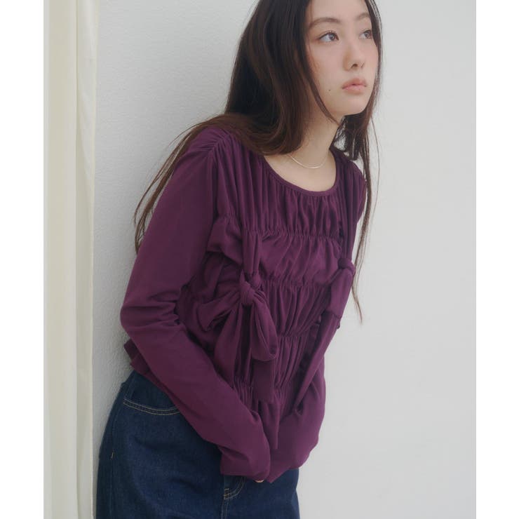 【Discoat】【umm】リボンシャーリングトップス | PAL GROUP OUTLET | 詳細画像7 