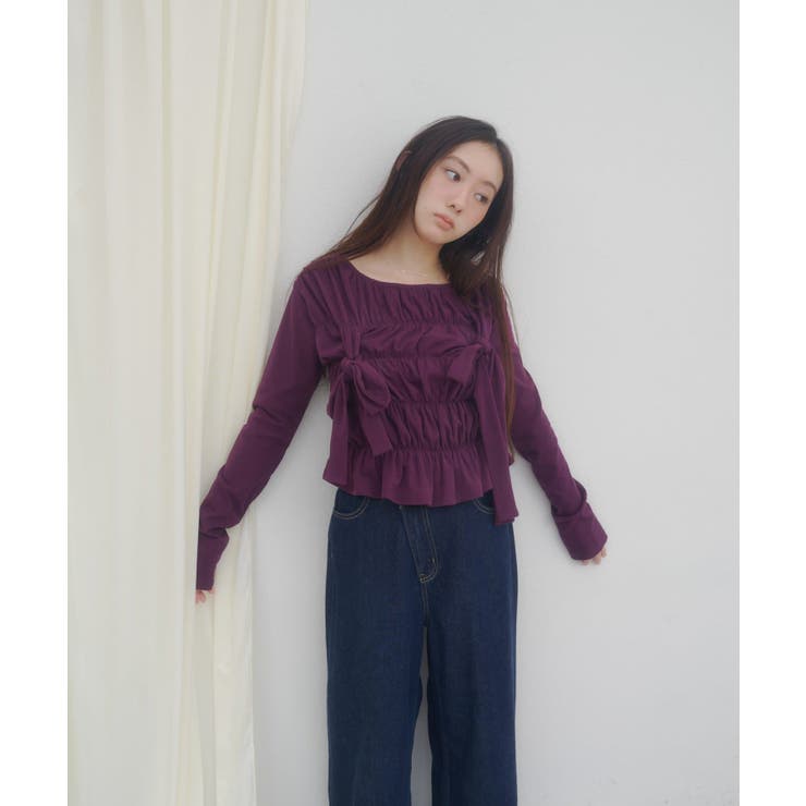 【Discoat】【umm】リボンシャーリングトップス | PAL GROUP OUTLET | 詳細画像8 