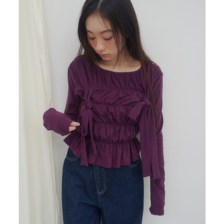 【Discoat】【umm】リボンシャーリングトップス | PAL GROUP OUTLET | 詳細画像11 