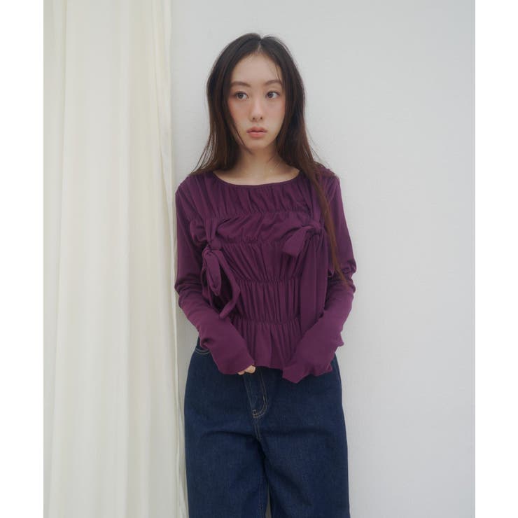 【Discoat】【umm】リボンシャーリングトップス | PAL GROUP OUTLET | 詳細画像12 