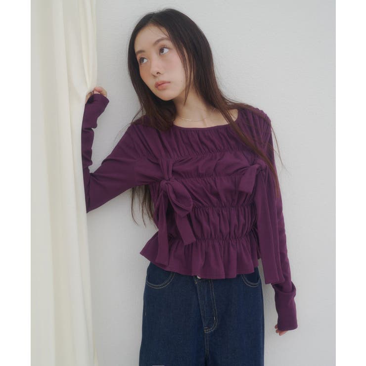【Discoat】【umm】リボンシャーリングトップス | PAL GROUP OUTLET | 詳細画像14 