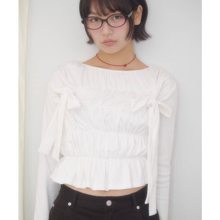 【Discoat】【umm】リボンシャーリングトップス | PAL GROUP OUTLET | 詳細画像15 