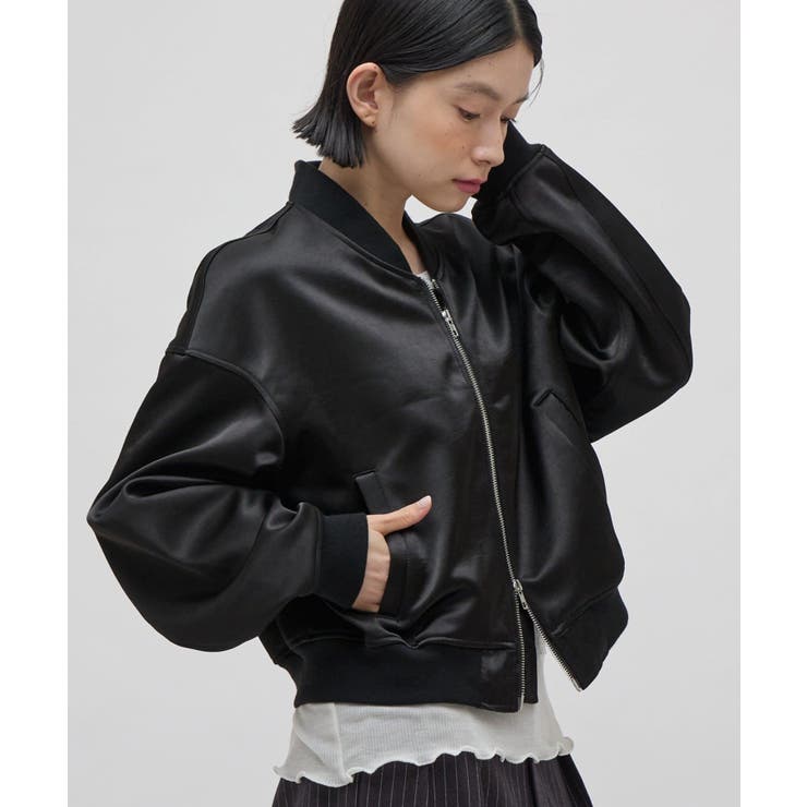 BK | 【Lui's】サテンボンディングダブルZIP MA-1 | PAL GROUP OUTLET
