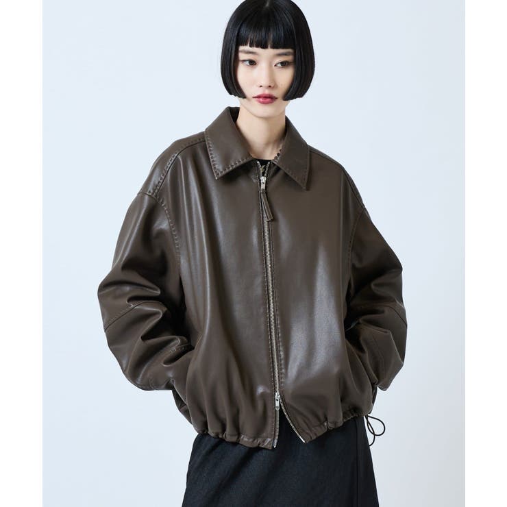 BRW | 【Lui's】ステッチ使いエコレザーブルゾン | PAL GROUP OUTLET