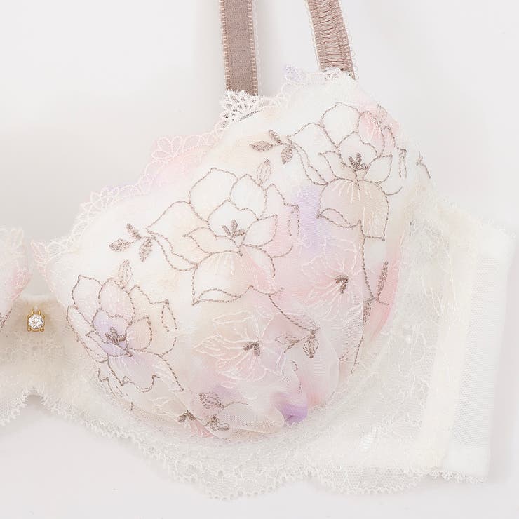 【EFカップ】水彩プリントローズ刺繍 3/4カップブラ | palissee | 詳細画像15