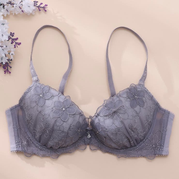 グレー | 【EFカップ】ブーケアップリケ ３/４カップブラ | palissee