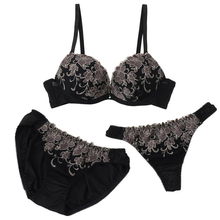 【EFカップ】ローズ刺繍 ３/４モールドカップブラ＆ショーツ＋Tバック | palissee | 詳細画像13 