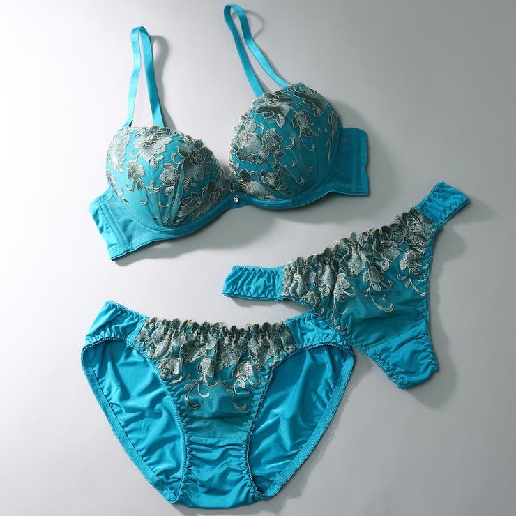 【EFカップ】ローズ刺繍 ３/４モールドカップブラ＆ショーツ＋Tバック | palissee | 詳細画像3 