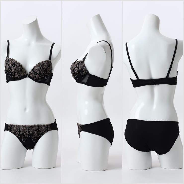 【EFカップ】ローズ刺繍 ３/４モールドカップブラ＆ショーツ＋Tバック | palissee | 詳細画像4 