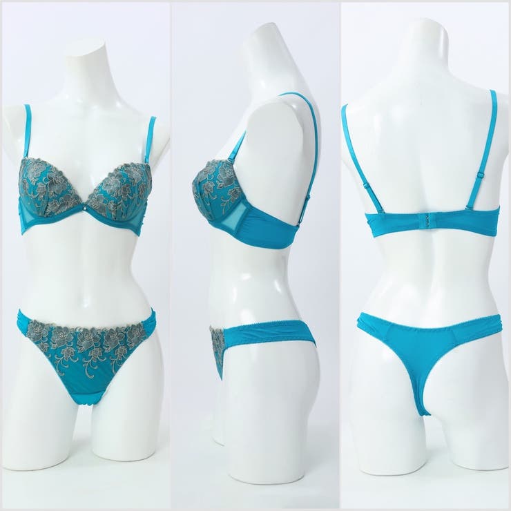 【EFカップ】ローズ刺繍 ３/４モールドカップブラ＆ショーツ＋Tバック | palissee | 詳細画像7 