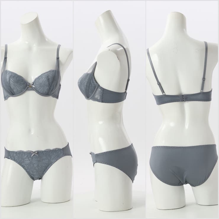 サイドチュールレース ３/４モールドカップブラ＆ショーツ＋Tバック | palissee | 詳細画像2 