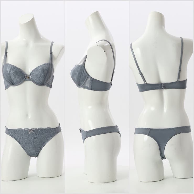 サイドチュールレース ３/４モールドカップブラ＆ショーツ＋Tバック | palissee | 詳細画像3 