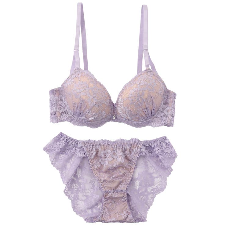 パープル | シアーレース３/４モールドカップブラ＆ショーツ | palissee