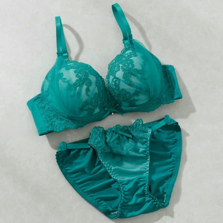 サイドチュールレーシー３/４モールドカップブラ＆ショーツ | palissee | 詳細画像3 