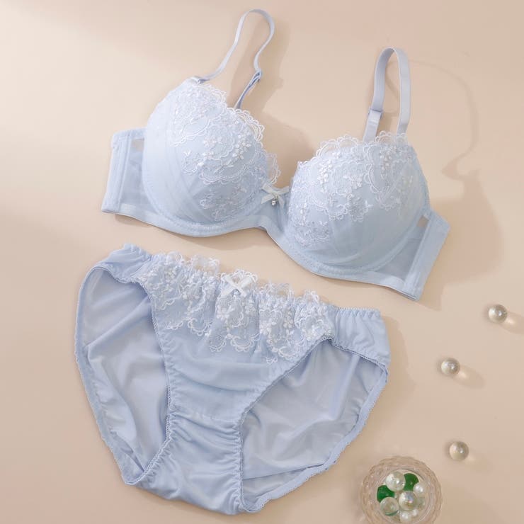 サックス | フラワーチュール３/４モールドカップブラ＆ショーツ | palissee