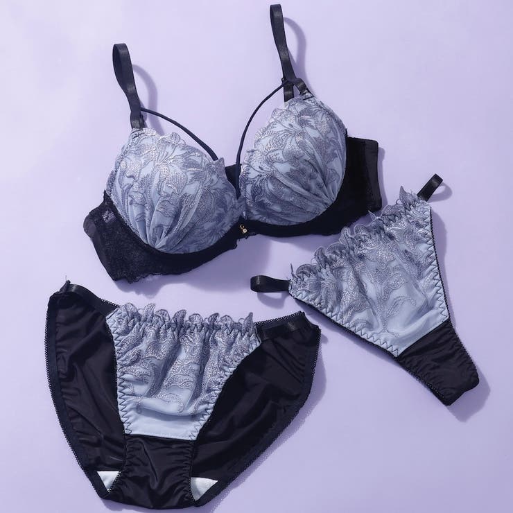 グレー | 【EFカップ】Lilyレースマカロニコード３ ４モールドカップブラ＆ショーツ＋T… | palissee