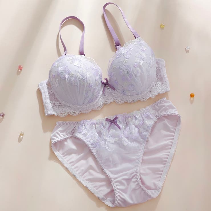 パープル | 【EFカップ】エンブロイダリー３/４モールドカップブラ＆ショーツ | palissee