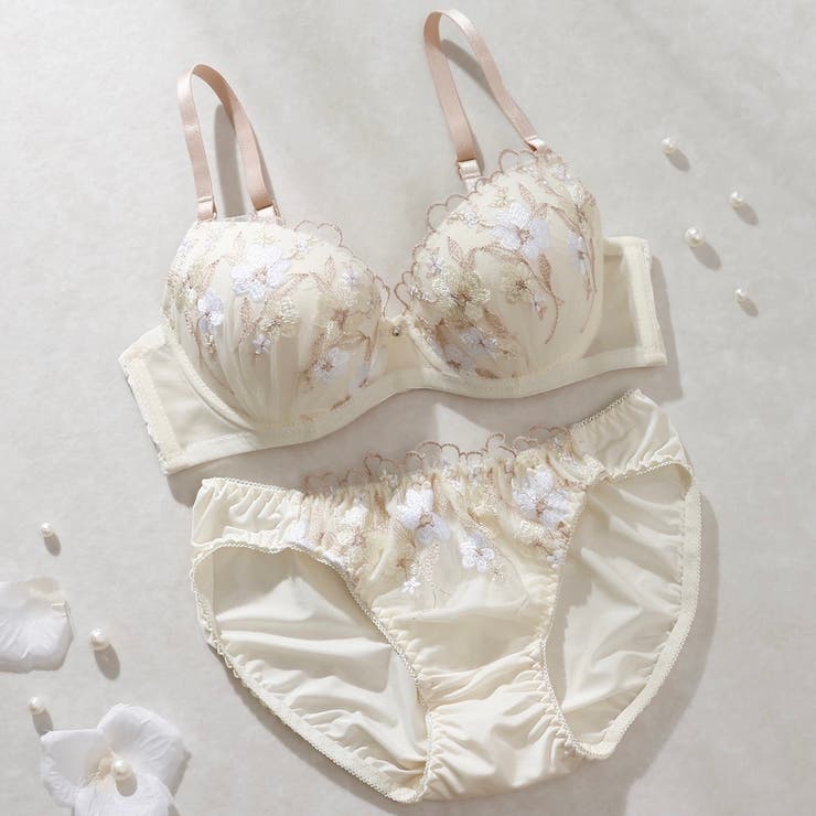 【EFカップ】フェミニンフラワー刺繍３/４モールドカップブラ＆ショーツ | palissee | 詳細画像2 