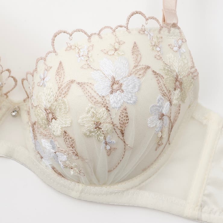 【EFカップ】フェミニンフラワー刺繍３/４モールドカップブラ＆ショーツ | palissee | 詳細画像6 