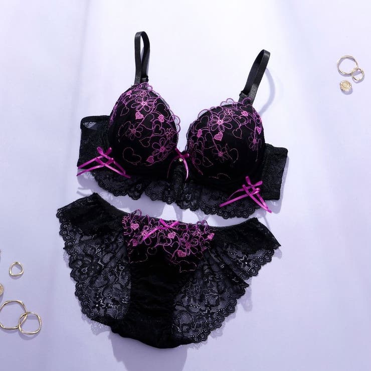 パープル | 【EFカップ】ビターハートレーシィ３/４モールドカップブラ＆ショーツ | palissee