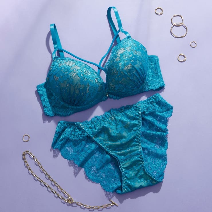 ターコイズ | 【EFカップ】レーシィクロスコード３/４モールドカップブラ＆ショーツ | palissee