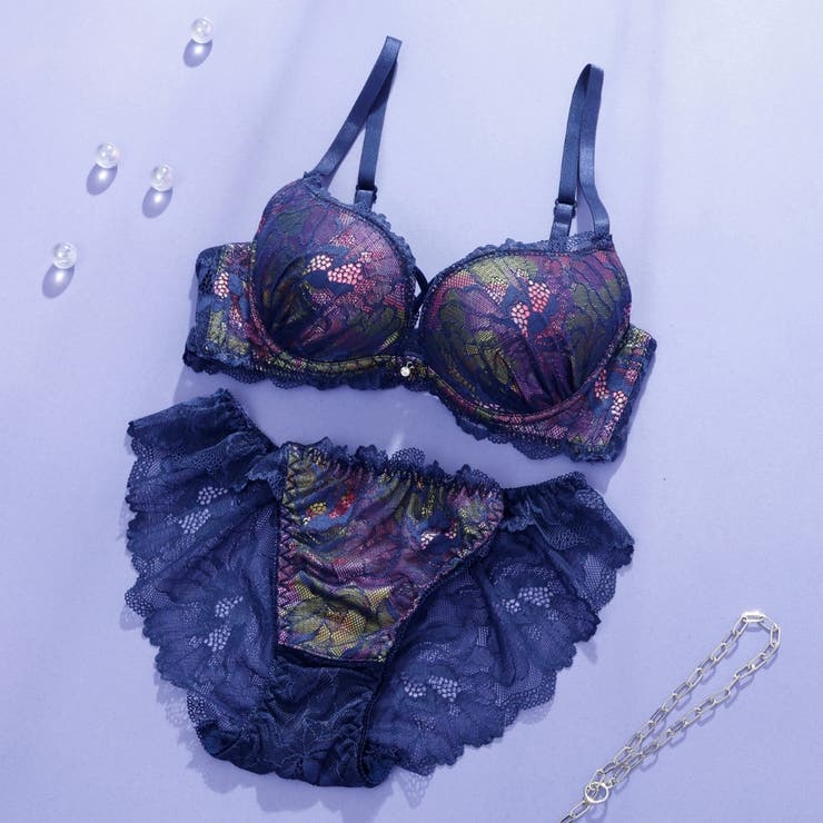 ネイビー | 【EFカップ】ルミナスシャドウブルーム３/４モールドカップブラ＆ショーツ | palissee