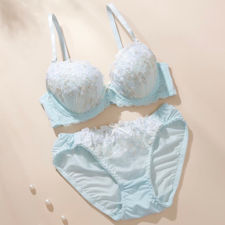 サックス | 【EFカップ】ピュアフラワー３/４モールドカップブラ＆ショーツ | palissee