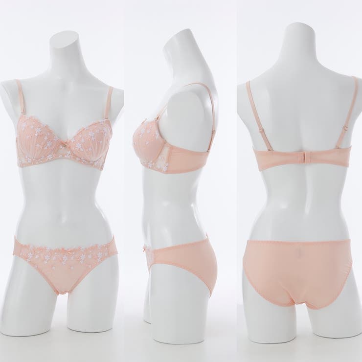 プチフラワー刺繍３/４モールドカップブラ＆ショーツ | palissee | 詳細画像2 