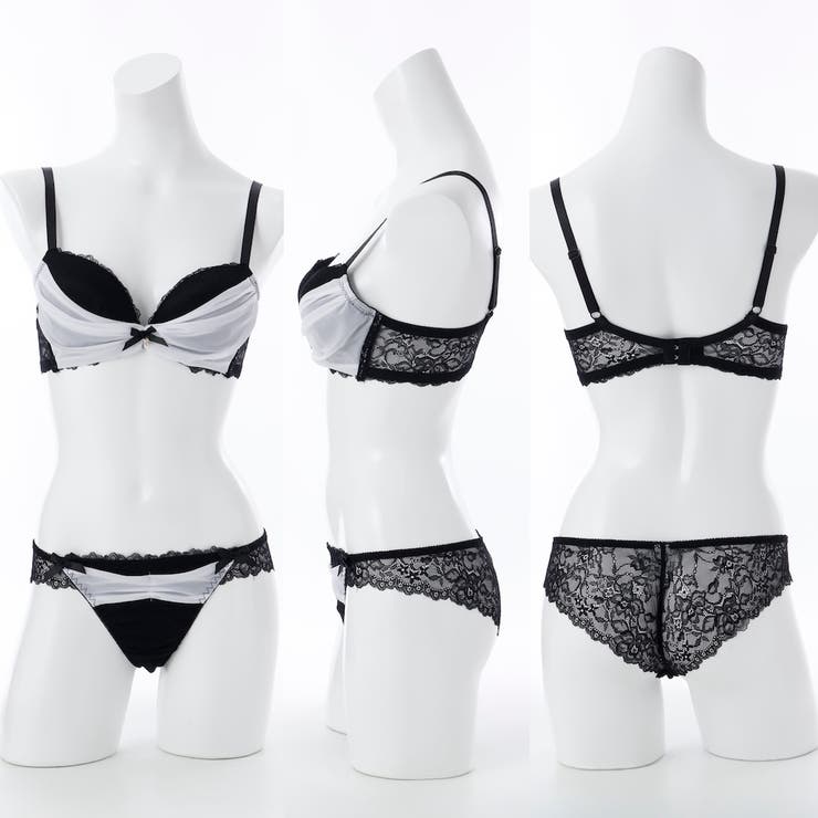 【脇高】ノワール シフォン 脇高ブラ＆ハーフバックレースショーツ【A～Fカップ】 | palissee | 詳細画像5 