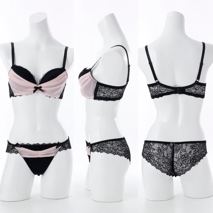 【脇高】ノワール シフォン 脇高ブラ＆ハーフバックレースショーツ【A～Fカップ】 | palissee | 詳細画像6 