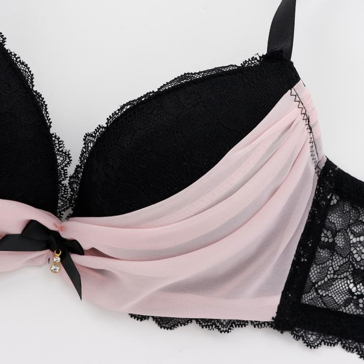 【脇高】ノワール・シフォン  脇高ブラ＆Tバックレースショーツ【A～Fカップ】 | palissee | 詳細画像6 