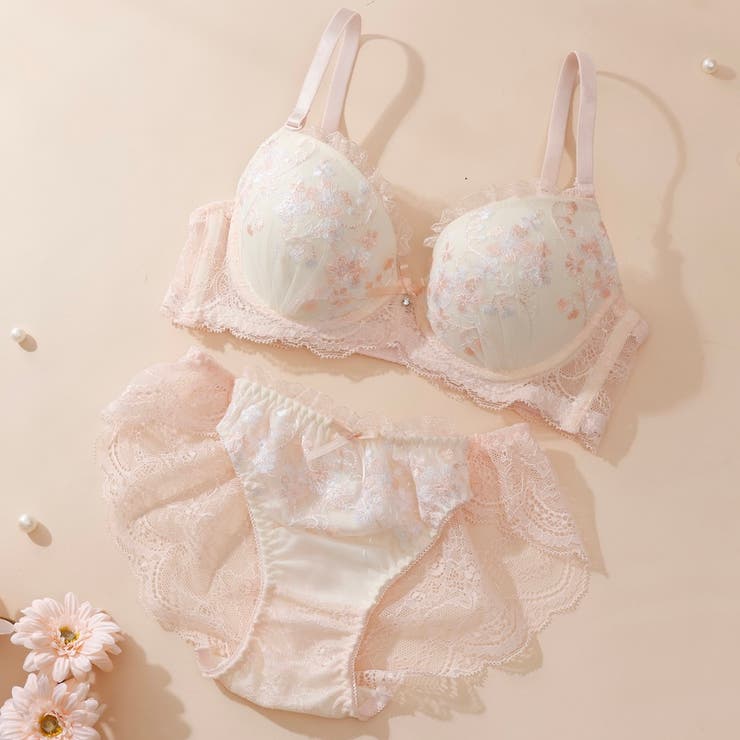 ピンク | 【A～Fカップ】パルフェ・ド・フルール  ブラ＆バックレースショーツ | palissee