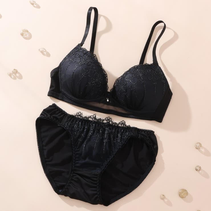ブラック | ピュアハート３/４モールドカップブラ＆ショーツ | palissee